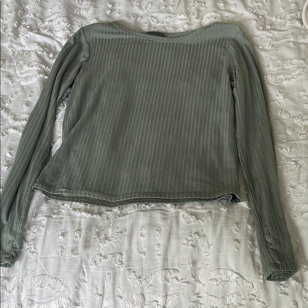 Olivia Rae Sage Long Sleeve Ribbed Top